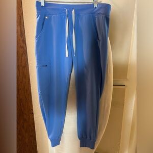 Women- Figs Cecil Blue with Grey Drawstring Jogger Pants